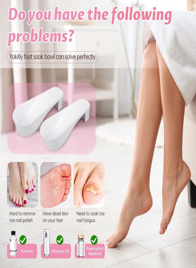 Yokilly Toe Nail Soaking Bowl, 2 PCS Toenails Soak Off Bowl, Shoe Design Foot Bath Soak Tub Bowl, Acetone Proof Pedicure Foot Spa Nail Soaker Bowl for Soak Off Dip Powder Gel Polish Remover (White) - Image 3